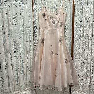 Niki by Niki Livas Vintage Pale Pink Tulle Sparkly Formal Dress Gown, Size 2.